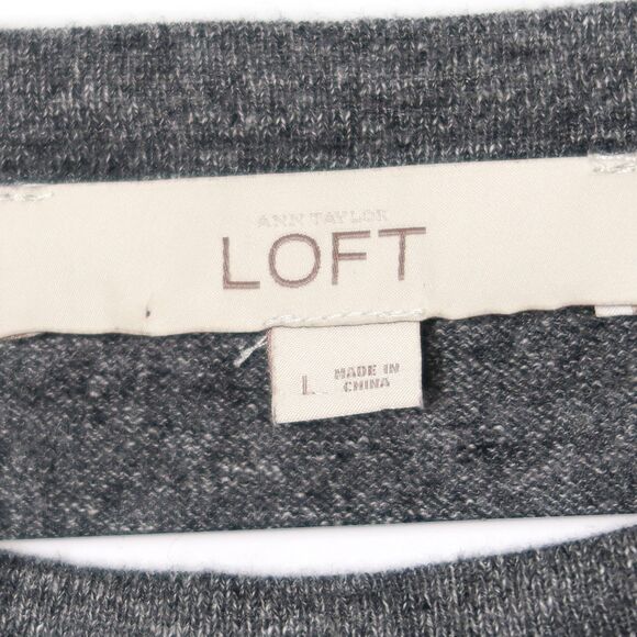 Ann Taylor LOFT Womens Embellished Sweater Size Large Gray‎ Gold Holiday Office - Picture 3 of 8